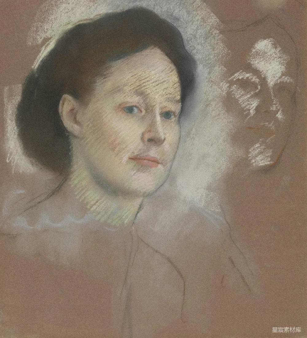 高清摄影 Pastel画一位女子，背景略作淡描。