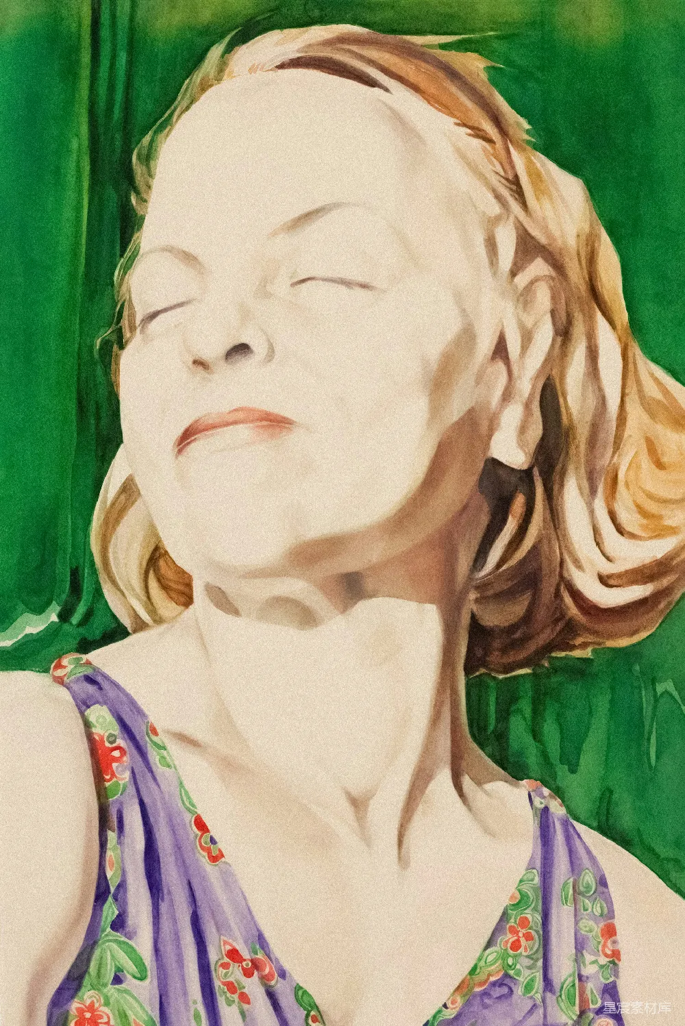 高清摄影 闭眼的女人在阳光下