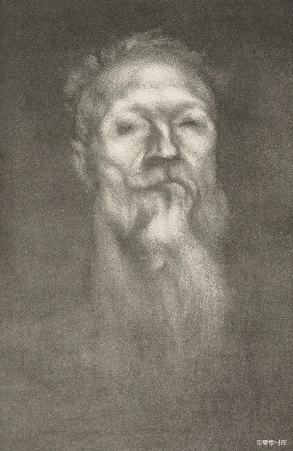 高清摄影  一幅老人留胡子的素描画。