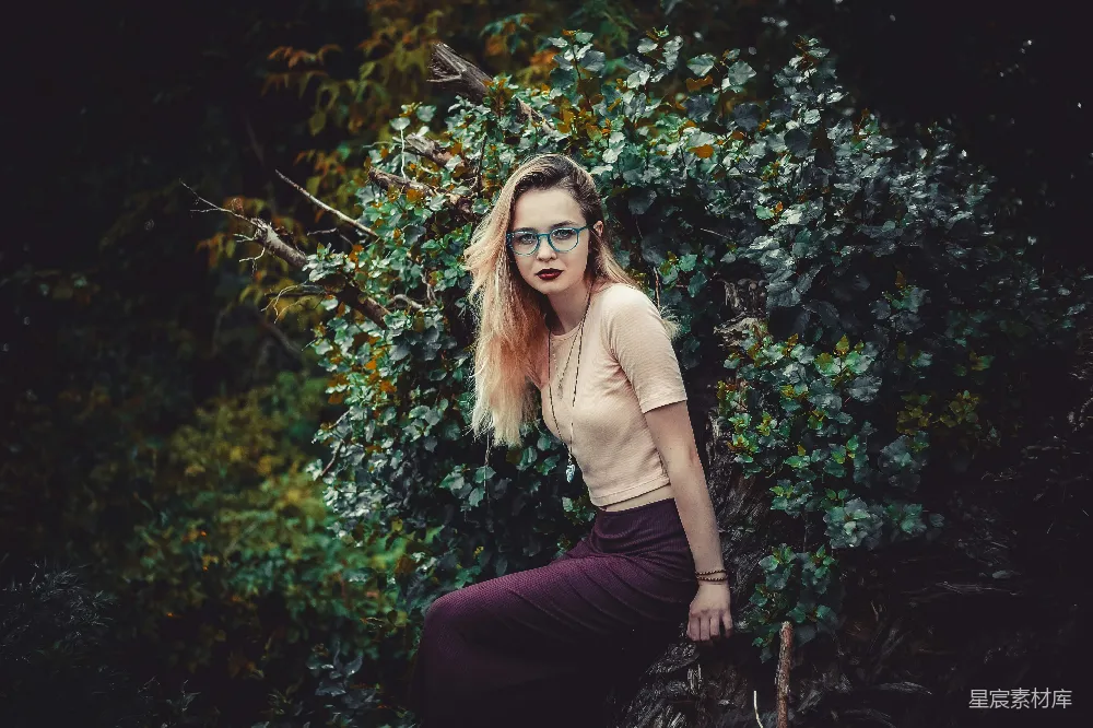 高清摄影 坐在绿色叶子植物附近的妇女