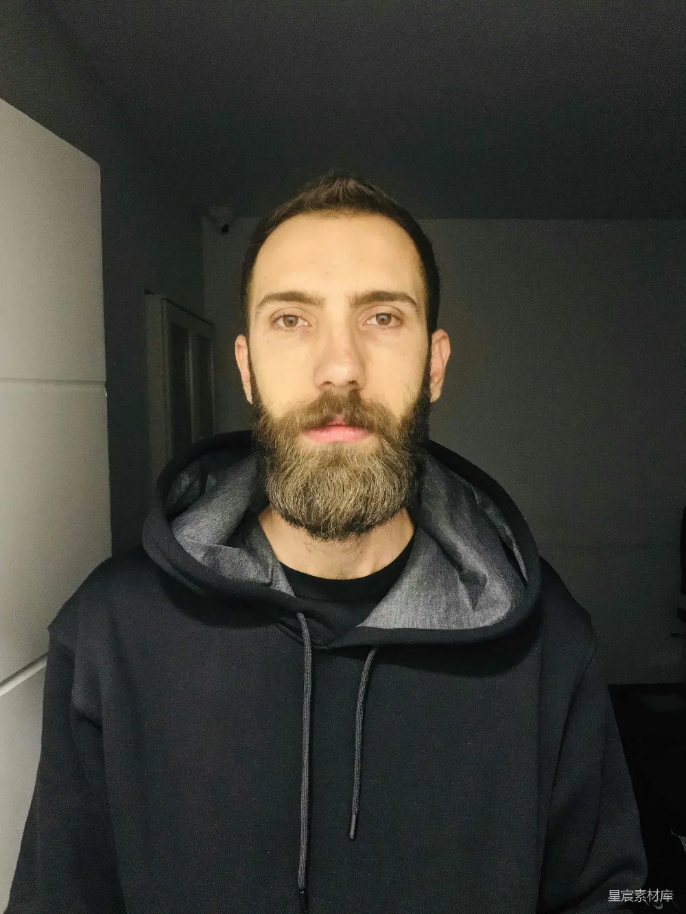 高清摄影  一个留着胡子的男人穿着黑色风衣