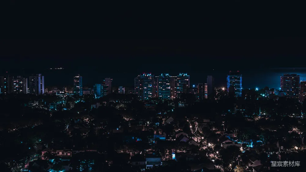 高清摄影  夜幕下的城市建筑群 aerial view of city buildings during night time