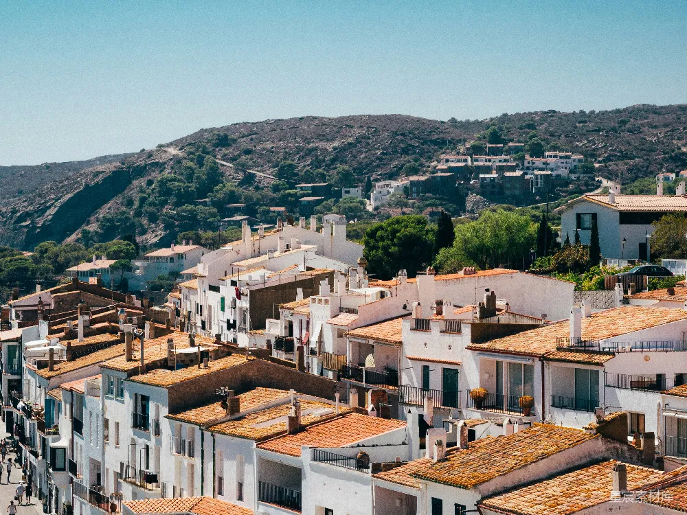 高清摄影 城市背景中的山景