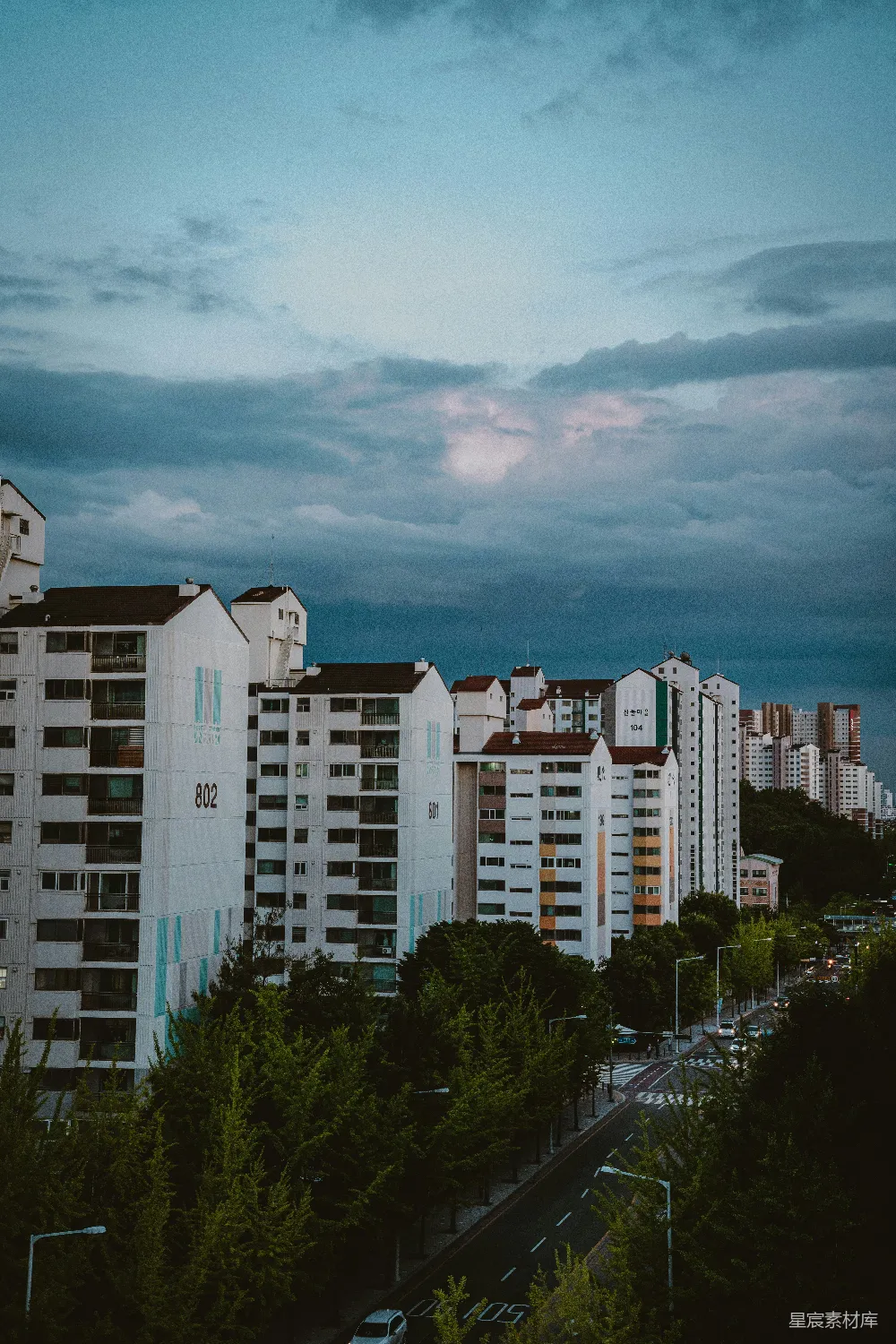 高清摄影  有树有建筑的城市