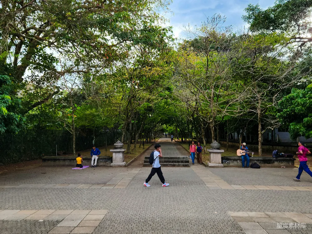 高清摄影 一群人在公园里散步