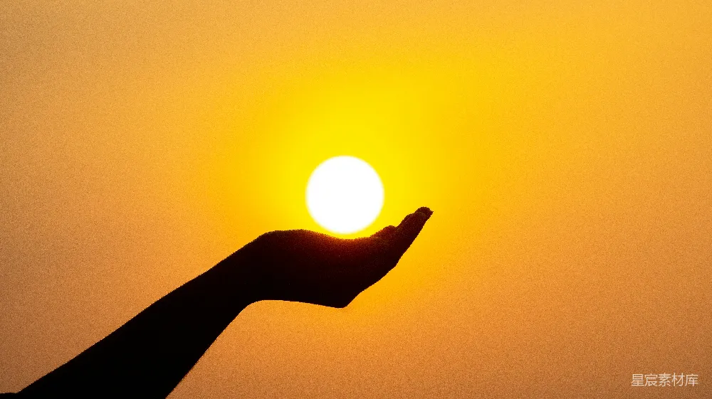 高清摄影 夕阳下人的手的轮廓