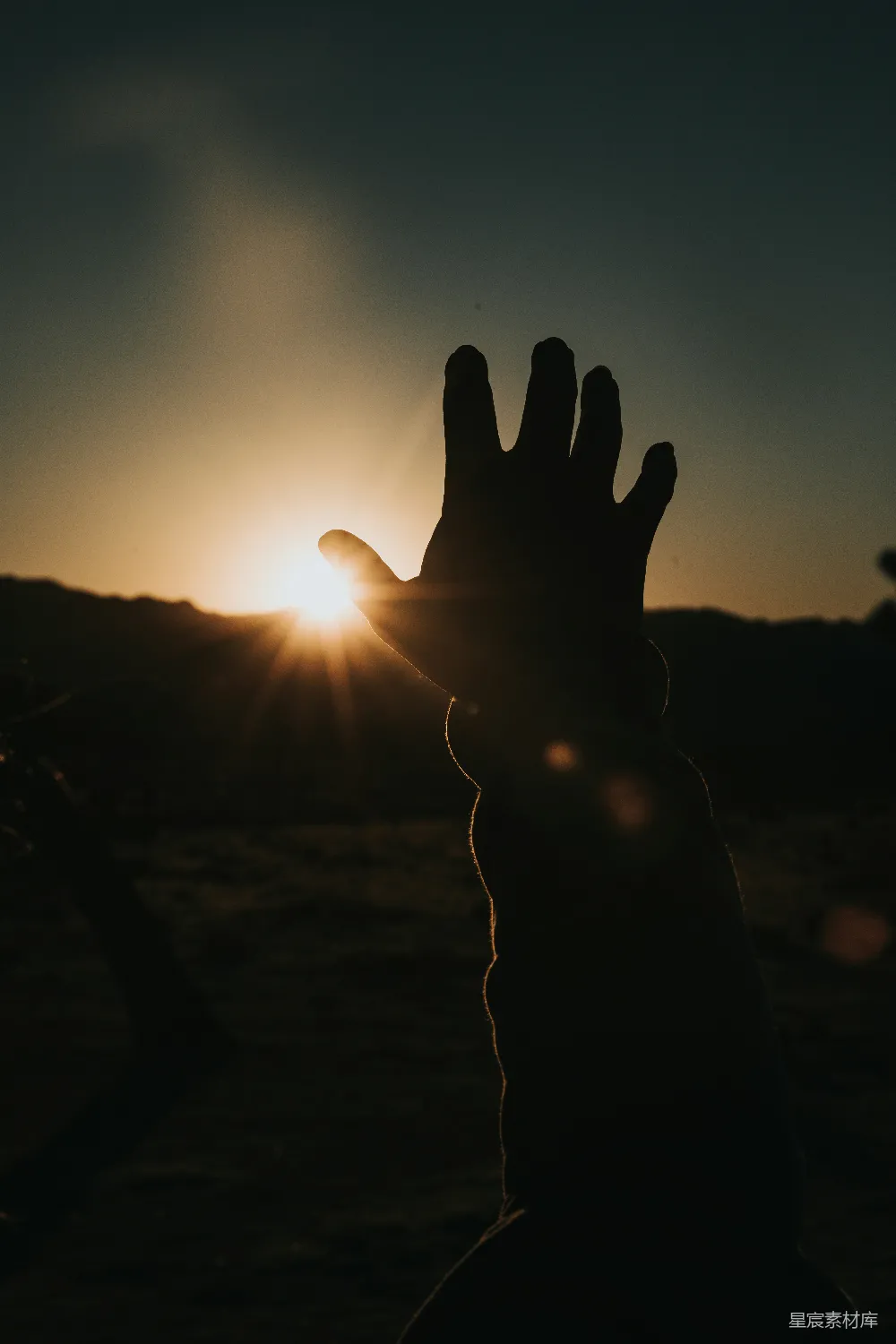 高清摄影  夕阳下人的 silhouette 手部轮廓