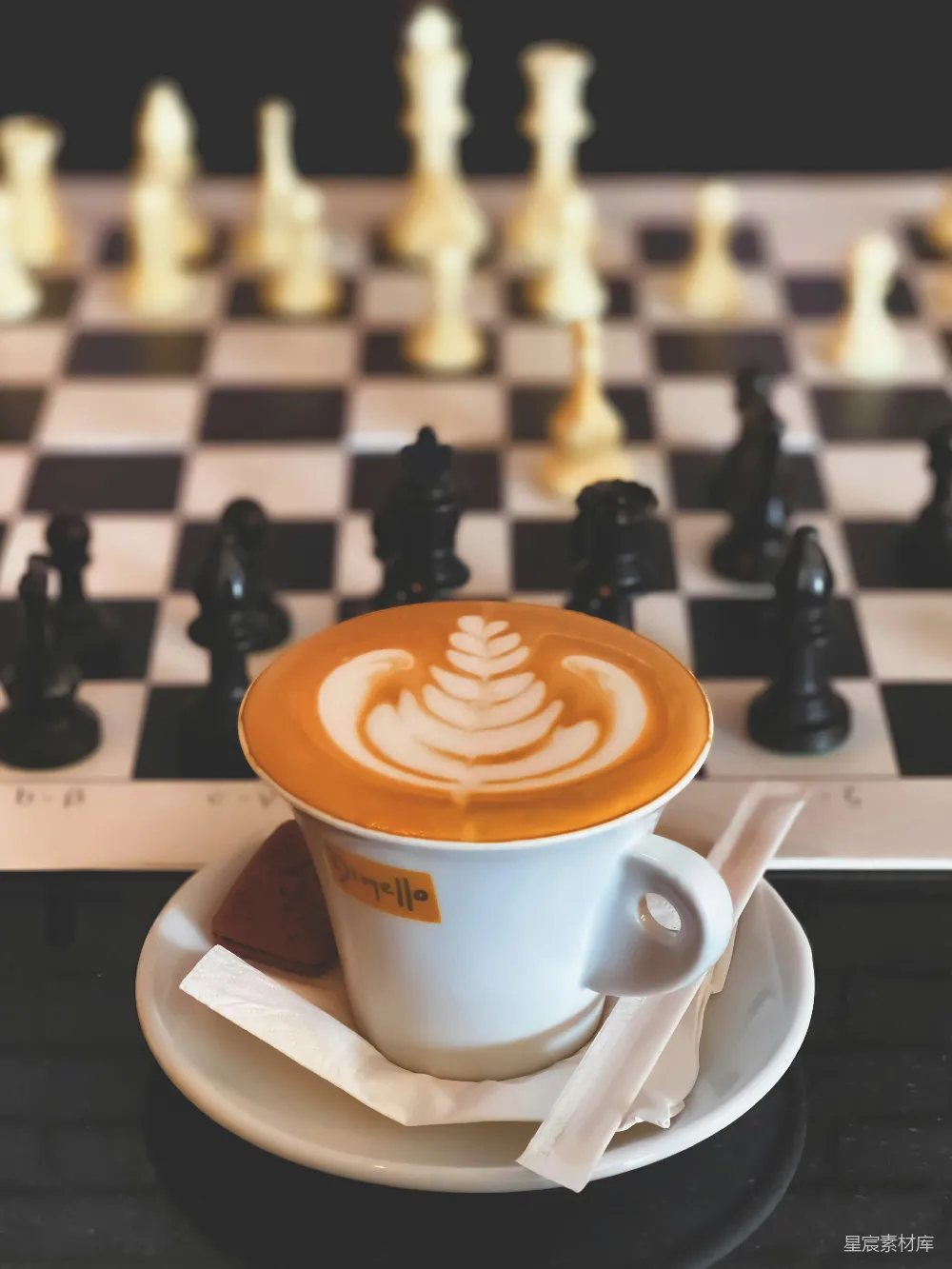 高清摄影 棋盘上的一杯咖啡
