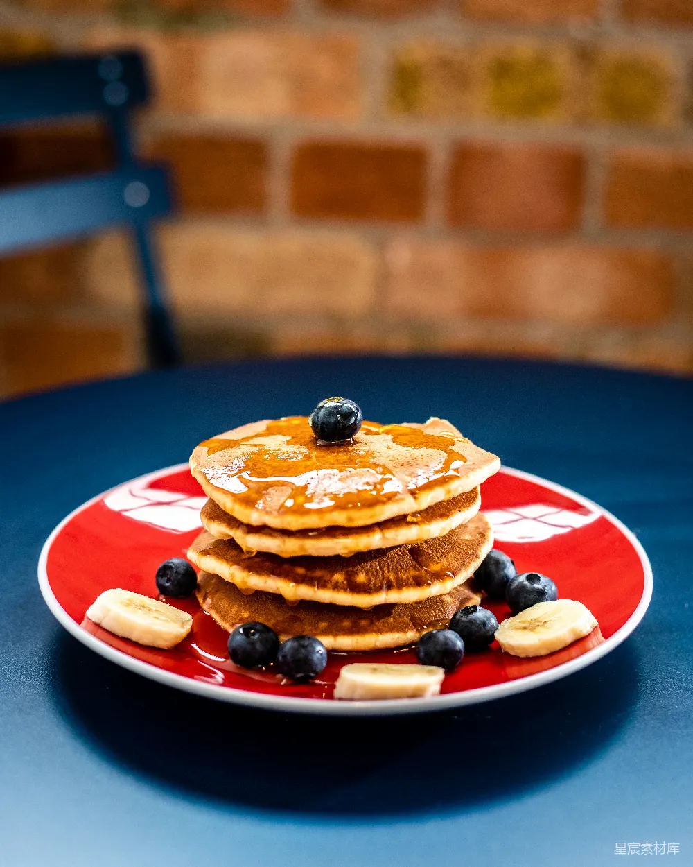 高清摄影 顶部有蓝莓的 Pancake