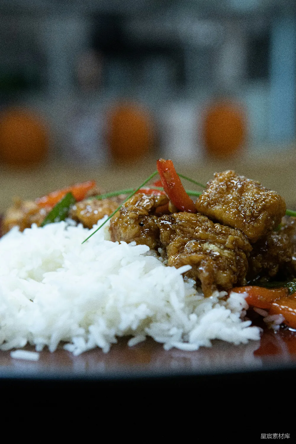 高清摄影 肉炒饭和米饭