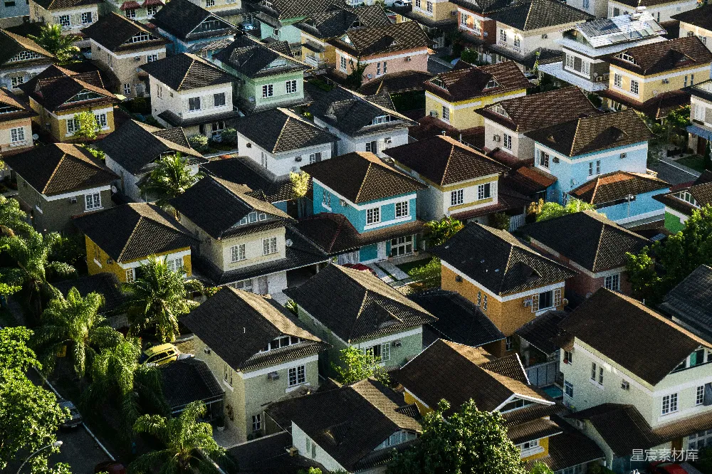 高清摄影  郊区住宅区的空中俯视