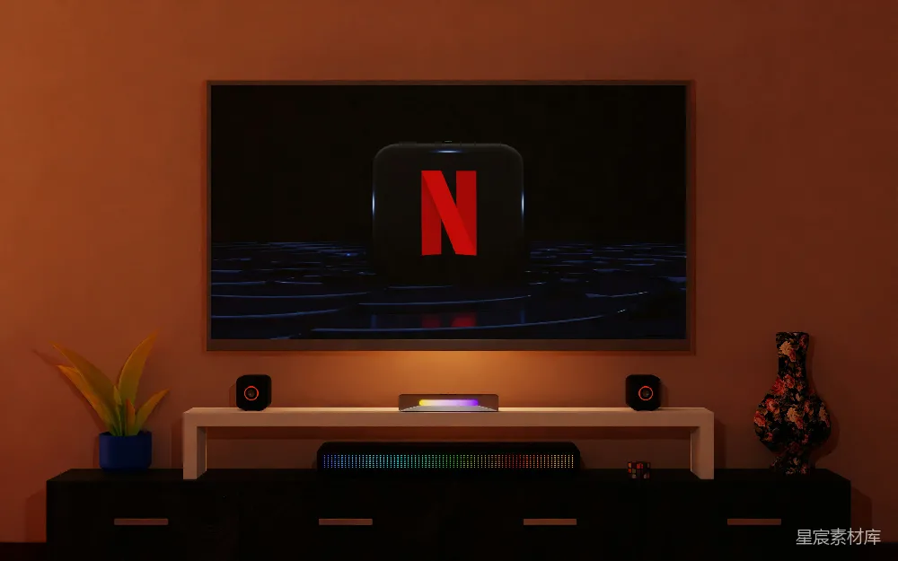 电视、Netflix、Netflix logo、房间、起居室、娱乐、屏幕、技术、家居、装饰、设计、室内、空间、放松、休闲、休息、流媒体、流媒体服务、电视、平板电视、电子设备、电子小装置、科技小装置、电子小装置、娱乐小装置、家居小装置、科技小装置、流媒体小装置、Netflix小装置。