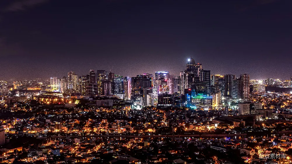 高清摄影  夜晚高楼林立的城市
