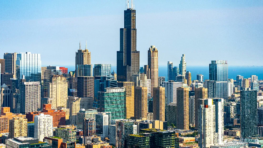 高清摄影  一座大城市全景，高楼林立。