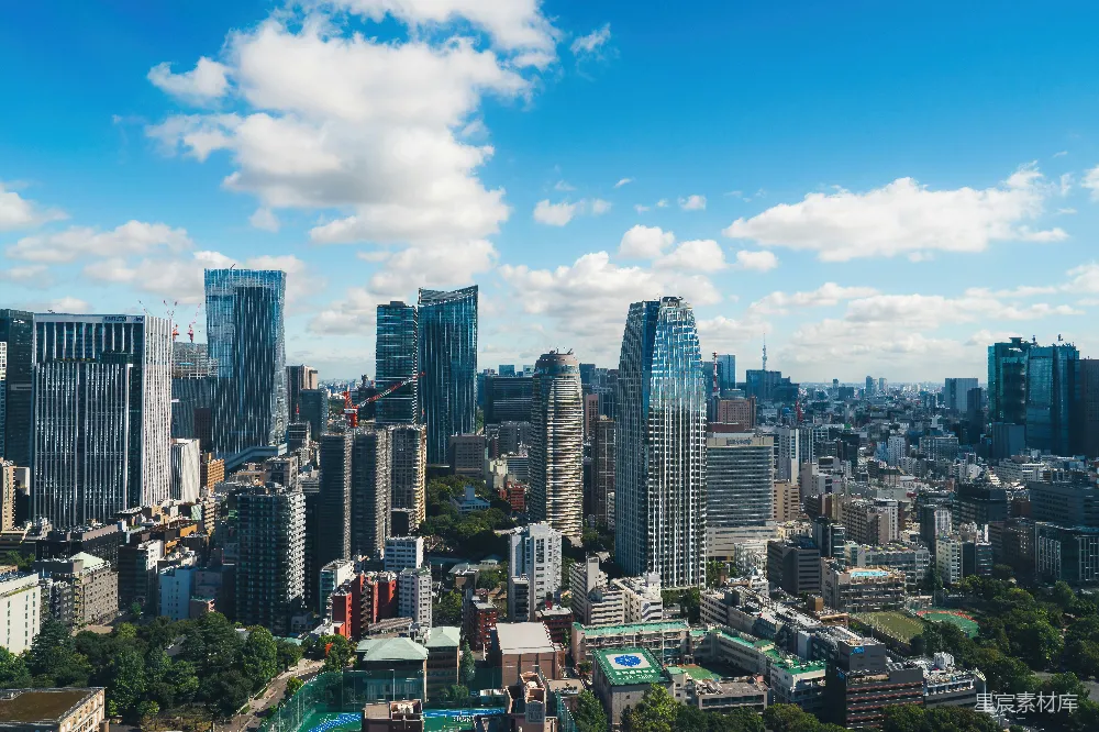 高清摄影  一座城市的景色，高大的建筑物林立。