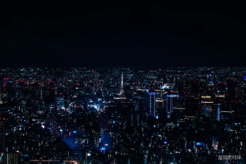 高清摄影  夜晚从一栋高楼俯瞰城市景色