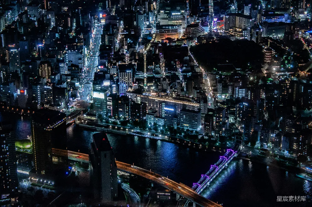高清摄影  夜间城市俯瞰图