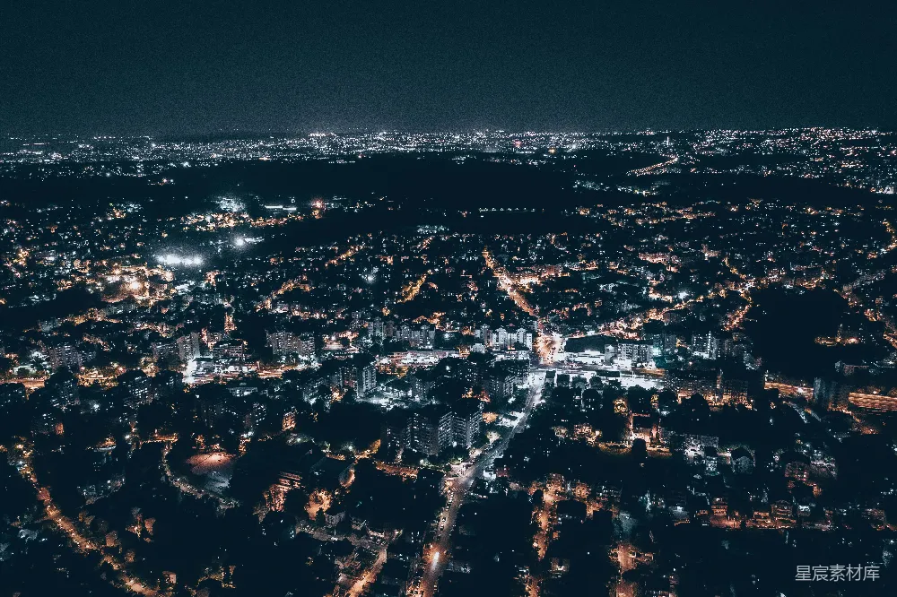 高清摄影  夜晚的城市俯瞰图