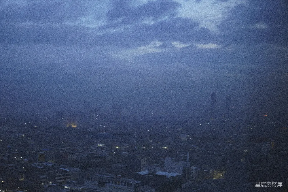 高清摄影  夜间从建筑物顶端俯瞰的城市景色