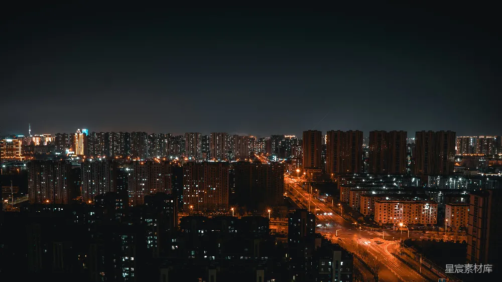 高清摄影  从一栋高楼顶上看夜景的城市视角