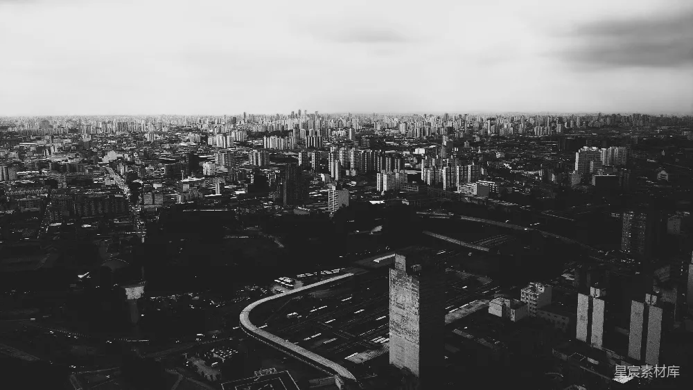 高清摄影  一张黑白的城市照片
