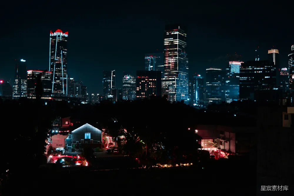 高清摄影  一个充满高楼大厦的城市夜景
