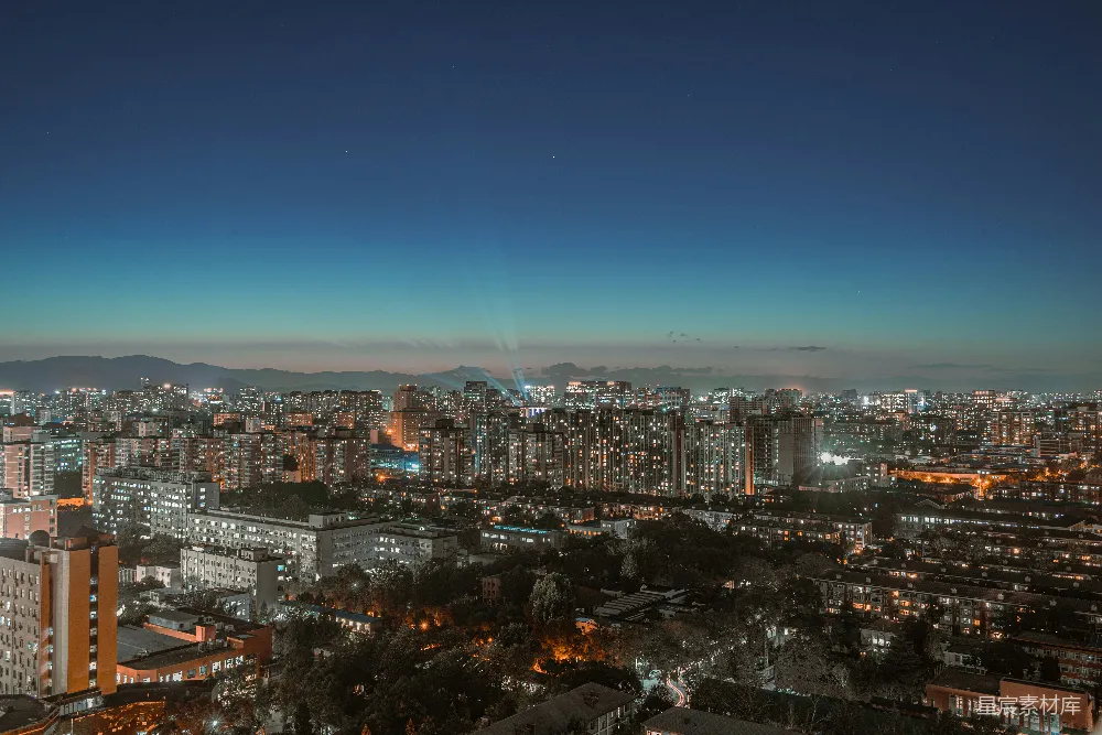高清摄影  夜晚从高楼顶端俯瞰城市景色