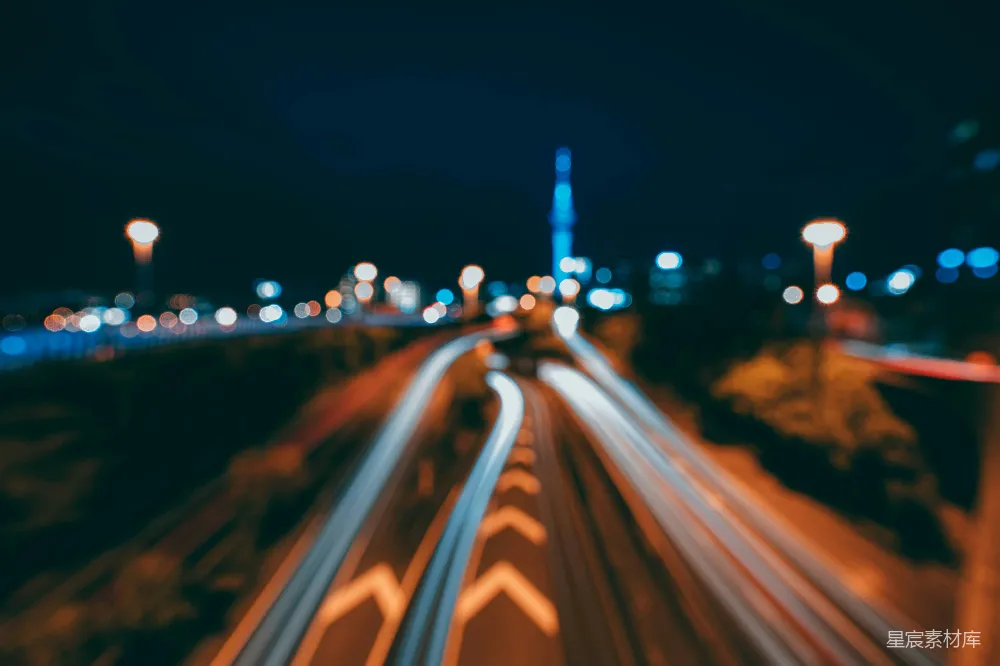 高清摄影  夜间道路上车辆的延时摄影