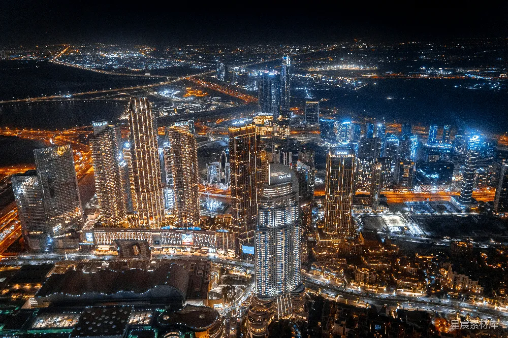 高清摄影  夜晚的城市俯瞰图