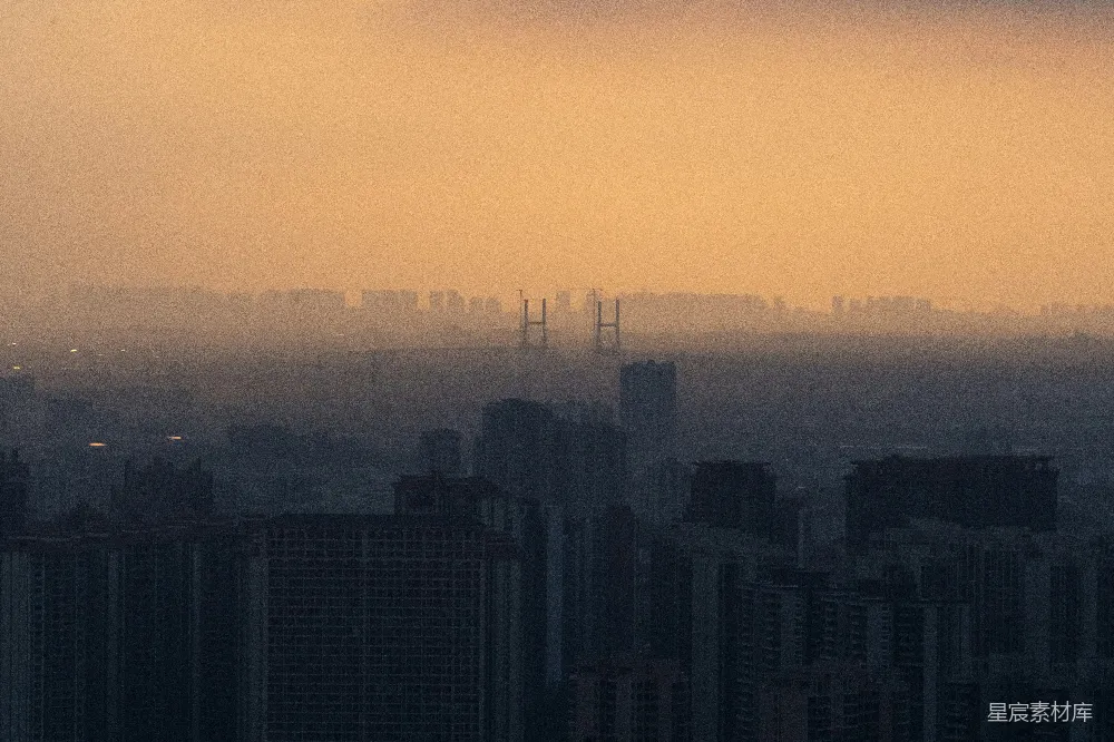 高清摄影  夕阳下的城市天际线