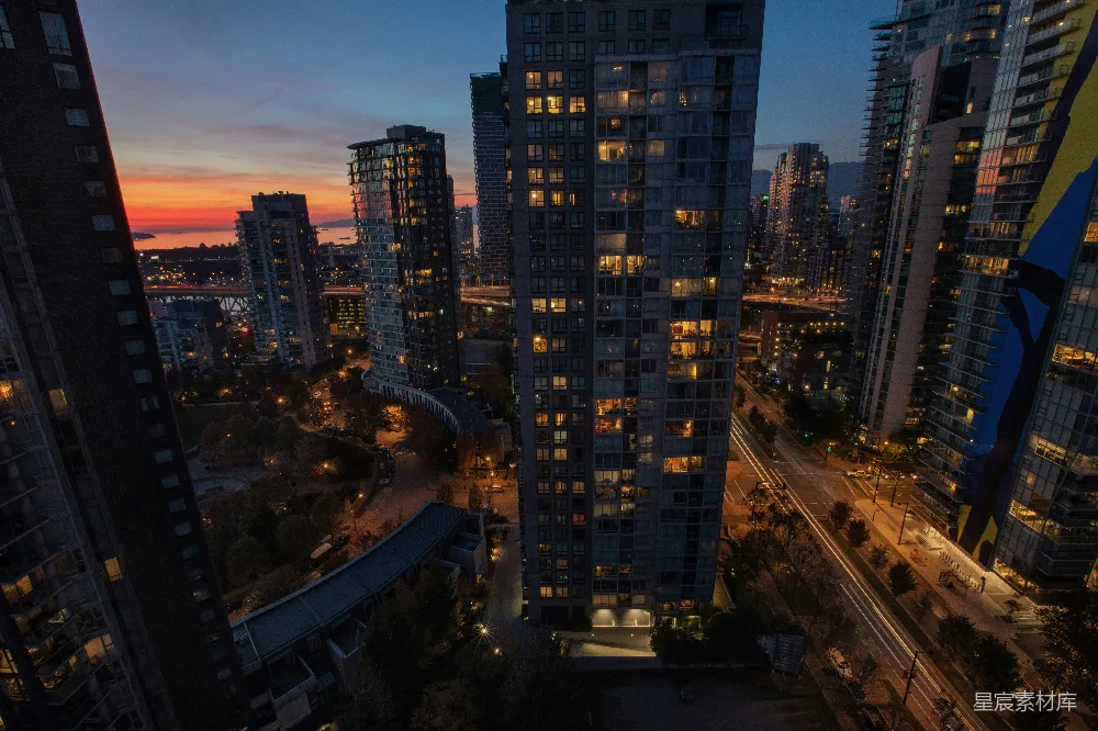 高清摄影  从高层建筑俯瞰夜晚的城市景色