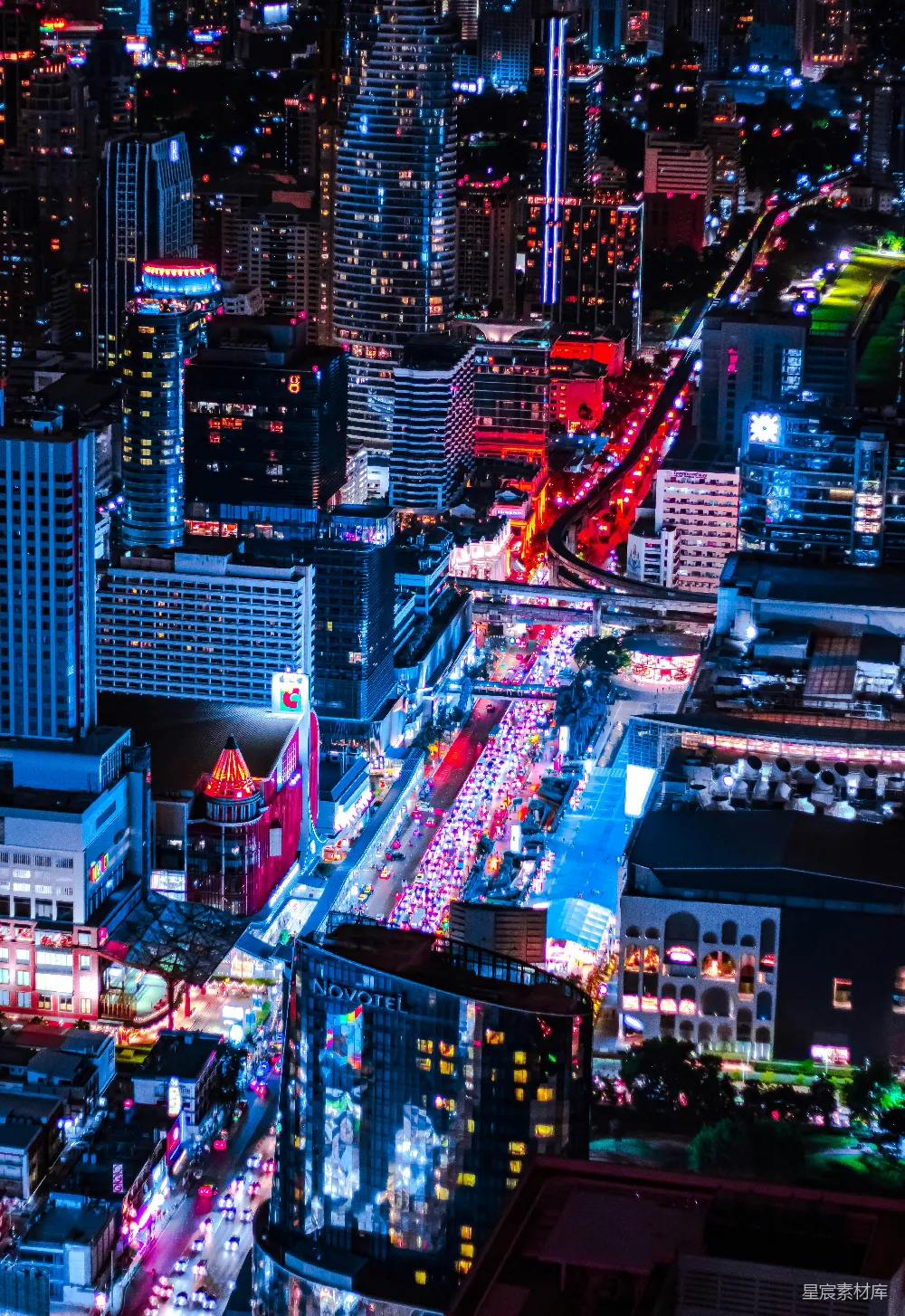 高清摄影 旅行 壁纸 夜晚城市航拍图