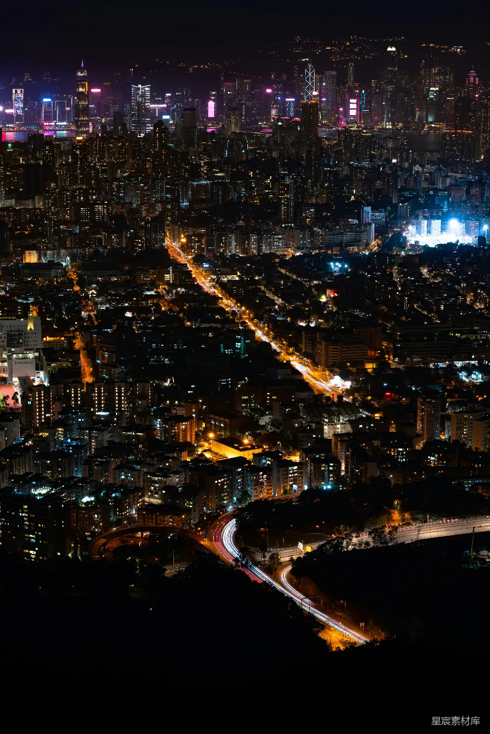 高清摄影 壁纸 夜间城市航拍图
