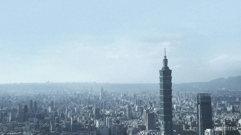 高清摄影  白天白云下的城市天际线