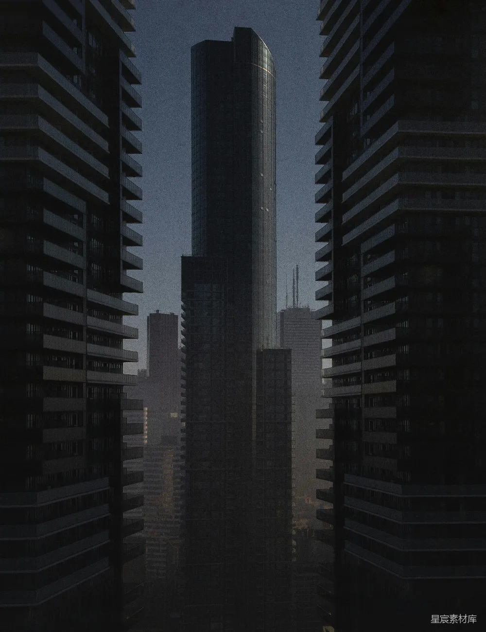 高清摄影  一座城市的鸟瞰图，可以看到许多高楼大厦。