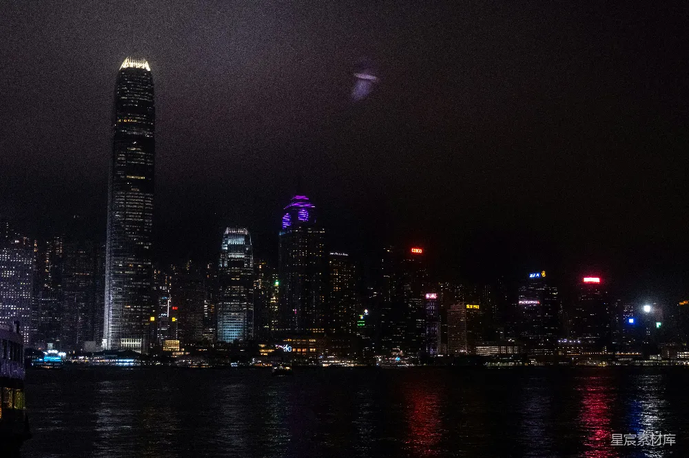 高清摄影  夜晚的城市景象，有许多高楼大厦