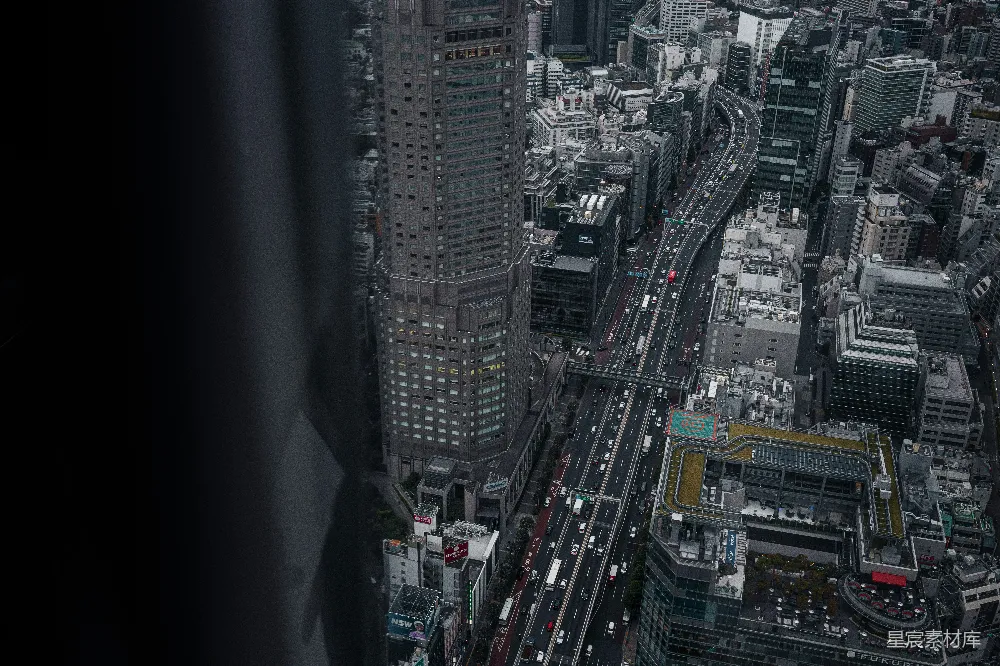 高清摄影  城市上空俯瞰图，有许多高楼大厦。