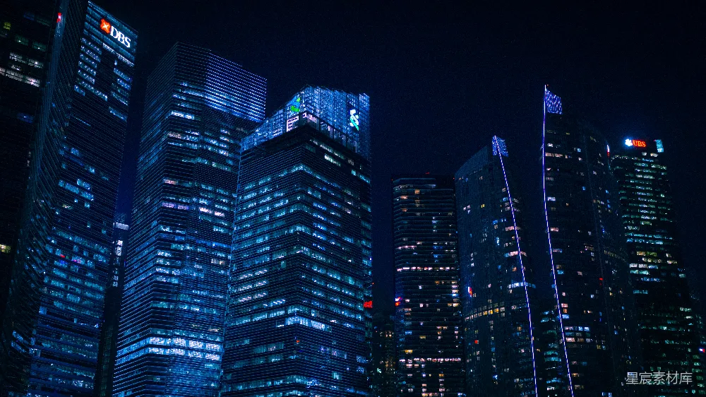 高清摄影  夜间亮起的建筑物