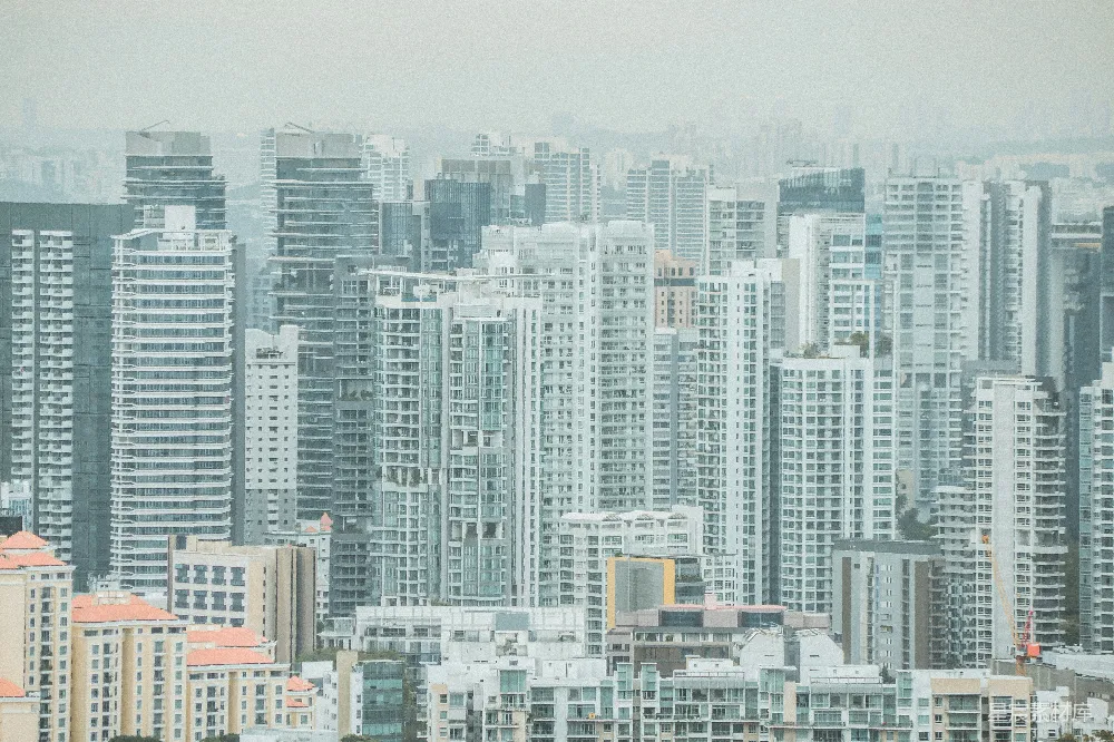 高清摄影  一座城市的全景，有高耸的建筑。