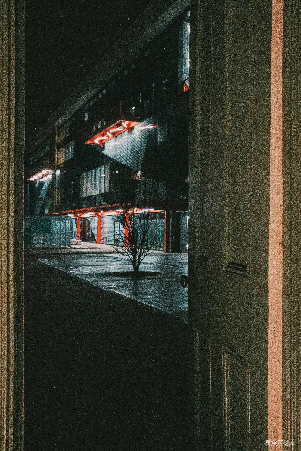 高清摄影  夜晚的黑白建筑