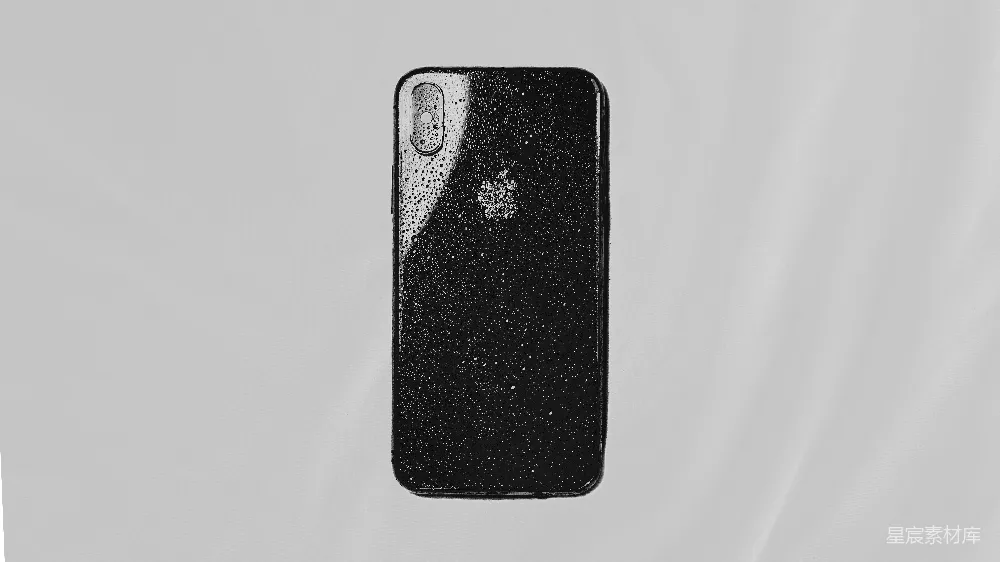 高清摄影  黑色的iPhone壳放在白色的表面上