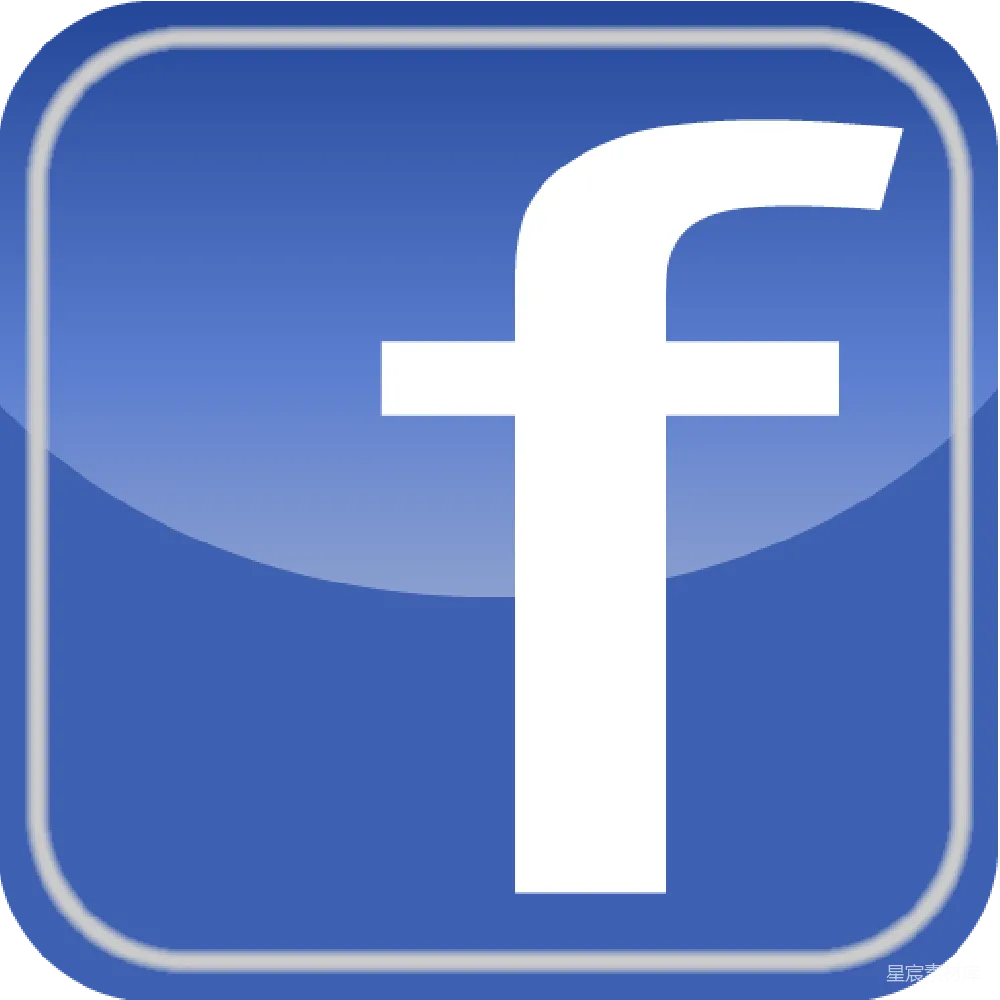 元素素材 Facebook标识 玻璃拟物风格 社交平台图标 经典蓝色方形Facebook图标