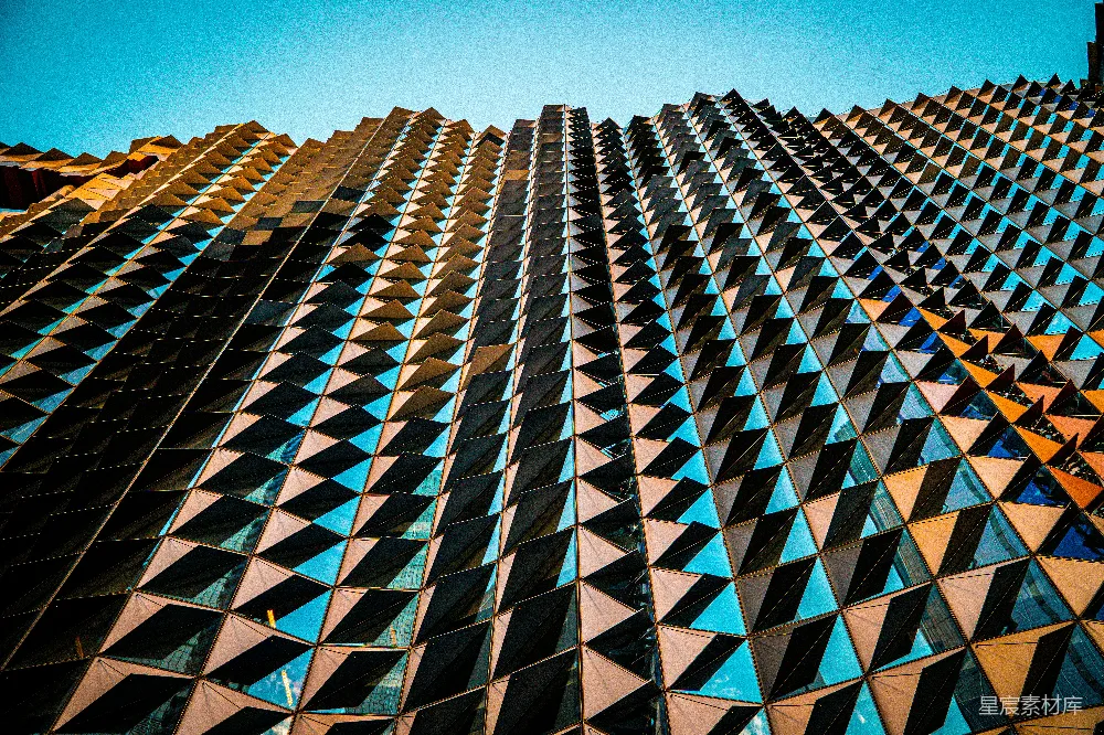 高清摄影  现代建筑外墙带有几何图案