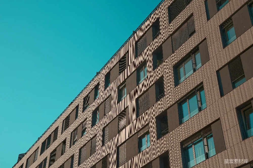 高清摄影  现代建筑在碧蓝的天空下矗立。