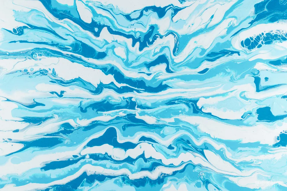 蓝白抽象绘画