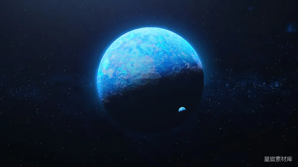 高清摄影  一幅艺术家对太空中的蓝色星球的渲染图。