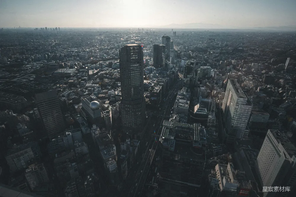 白天的城市建筑俯视图