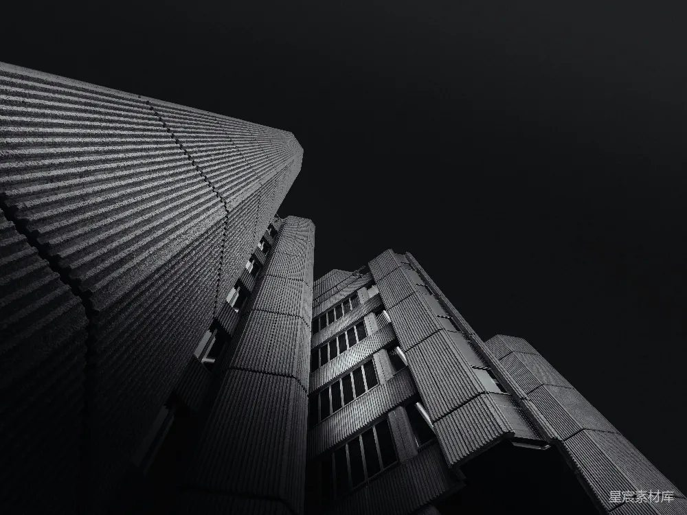 高清摄影 壁纸 一幅黑白照片，展示了一座高大的建筑。