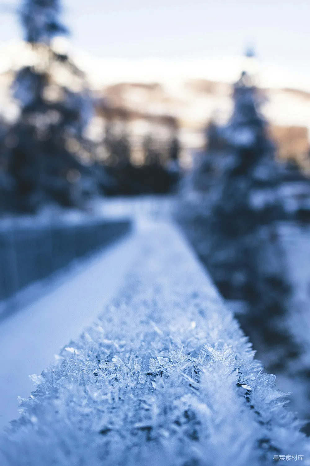 高清摄影  一条被雪覆盖的人行道的特写