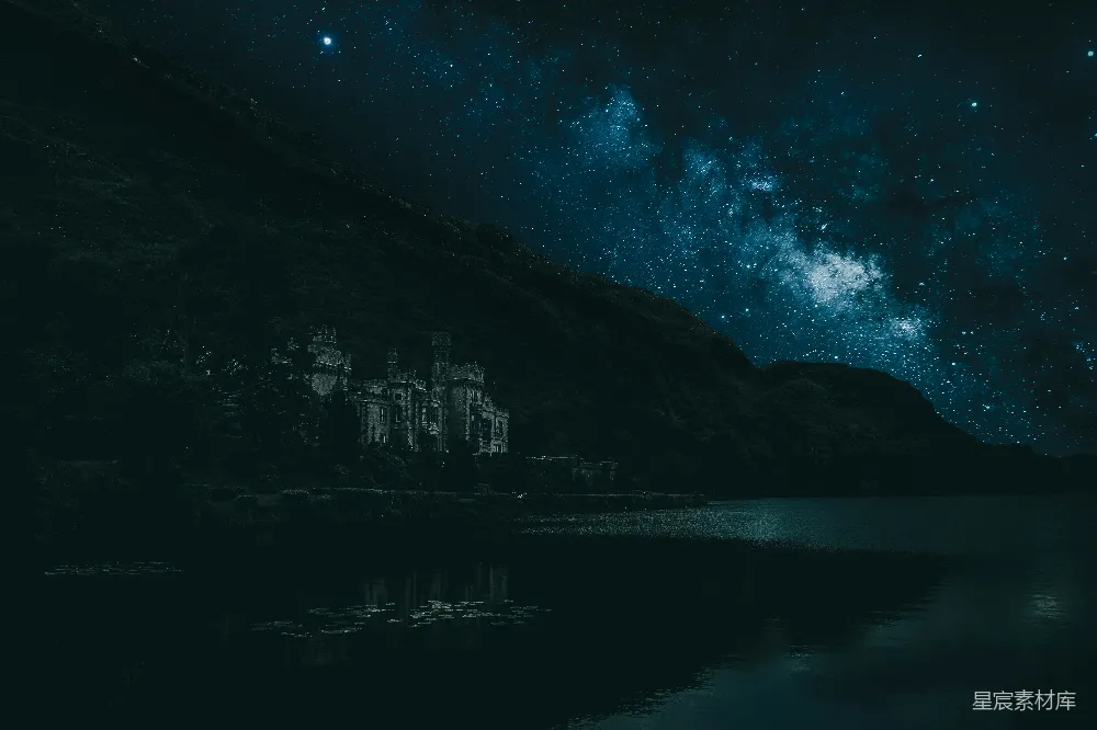 高清摄影  山边的水域夜晚时分